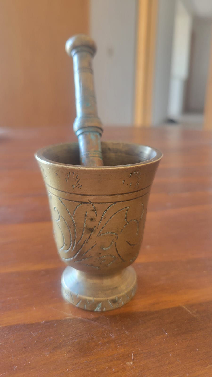 Traditional Ornate Brass Mortar and Pestle - Image 4