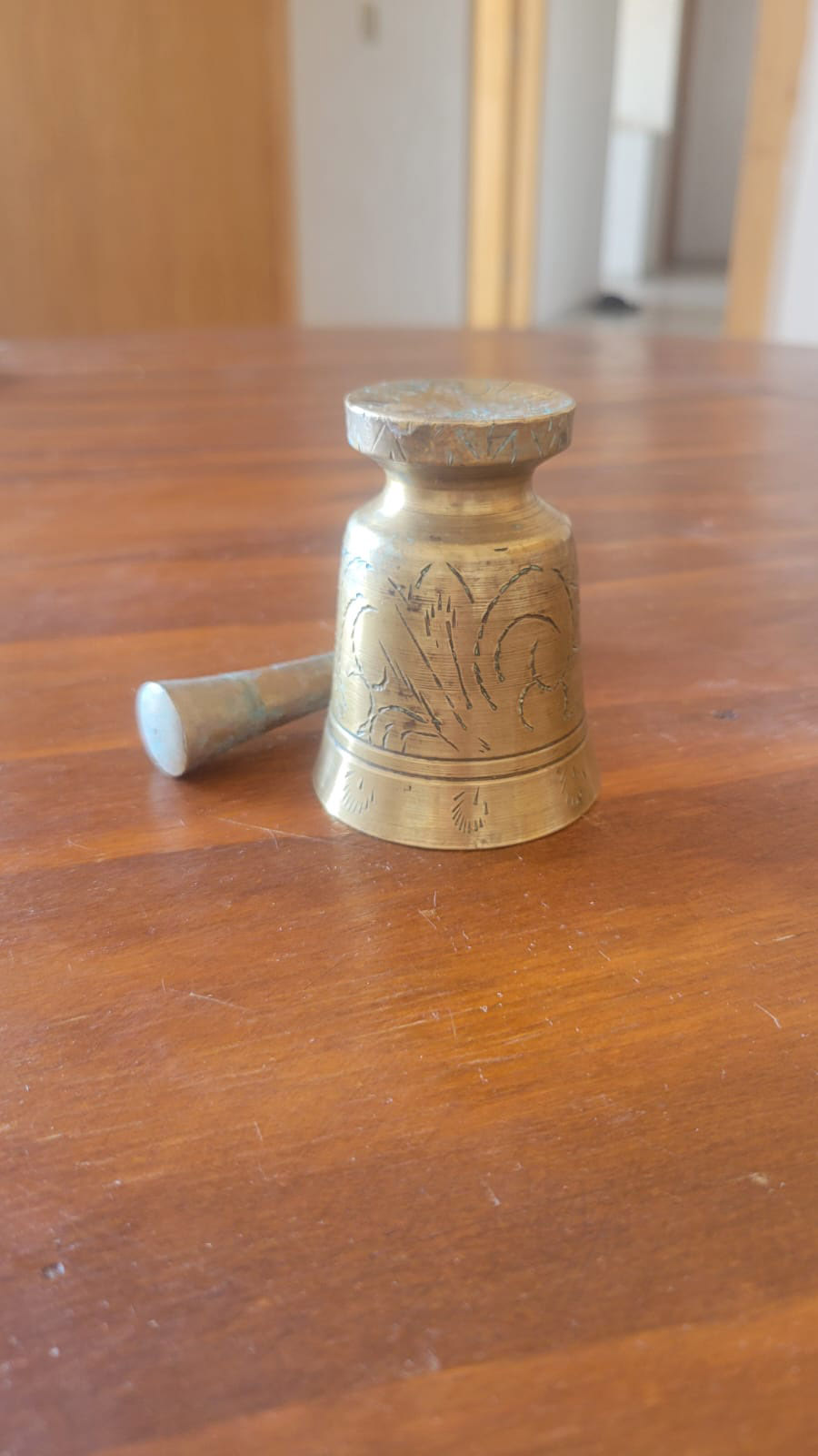 Traditional Ornate Brass Mortar and Pestle - Image 3